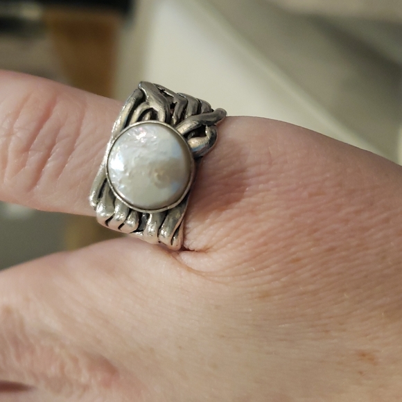 Silpada Coin Pearl Mermaid Ring with Sterling Silver Weave - Picture 5 of 6